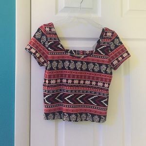 Blue and Red Crop Top