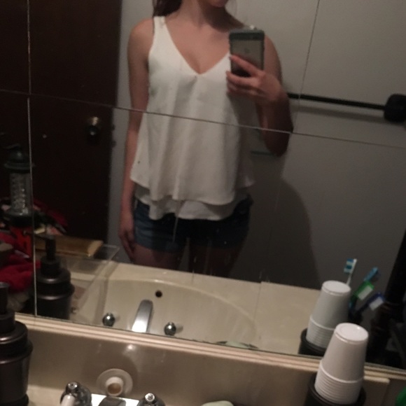 Hollister White Dressy V-Neck Tank