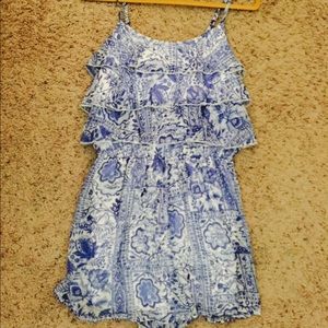 Blue and white romper