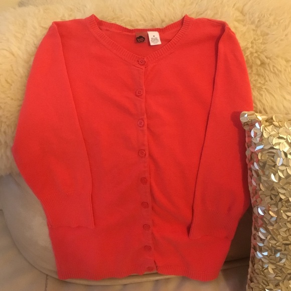 Coral/Red Button down Cardigan 3/4 Sleeve
