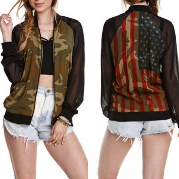 Kendall & Kylie Jackets & Blazers - Kendall and Kylie Soft Bomber USA Army Jacket