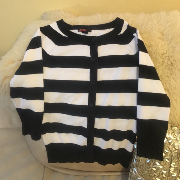 Black/White Stripe Button down Cardigan from F21