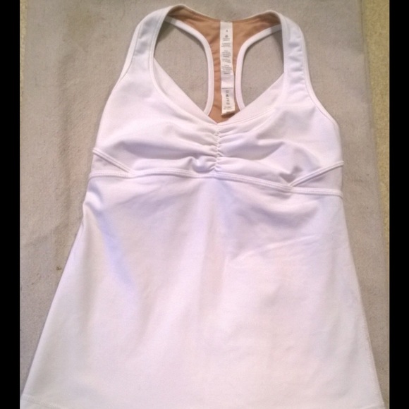Lululemon Athletica White Racerback Tank Ruching