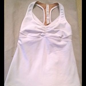 Lululemon Athletica White Racerback Tank Ruching