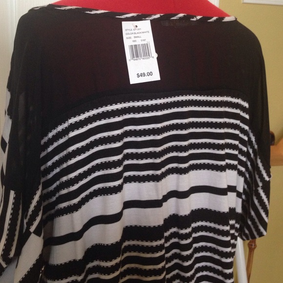 Gibson Latimer Black/White Striped Top SZ S - Picture 3 of 4
