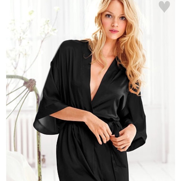 Black satin kimono