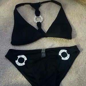 Black Victorias Secret Bikini Rhinestones Rare