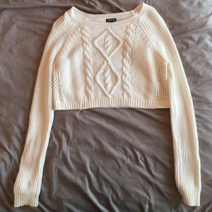 Express cream white cropped knit sweater