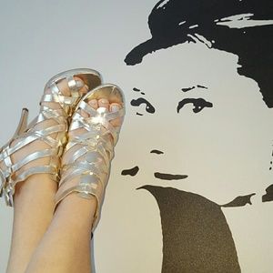 Gold summer high heels