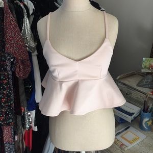Light pink crop scuba peplum top