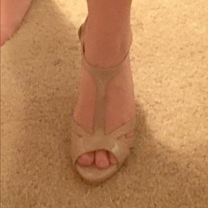 Nude patent leather heels