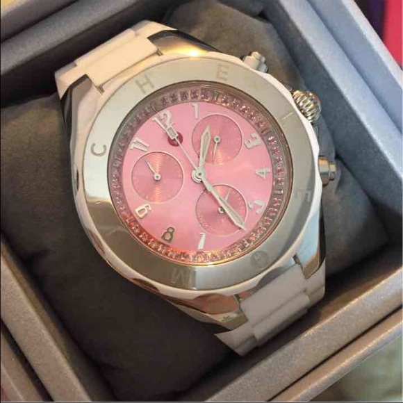 NWT Michele Watch (Pink Face & Rubber Bracelet)