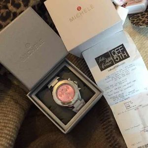 NWT Michele Watch (Pink Face & Rubber Bracelet)