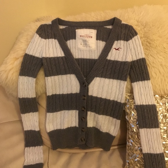 Hollister Striped V neck button Cardigan