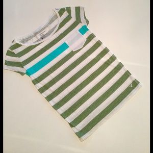 Striped cotton pocket tee with boat neck