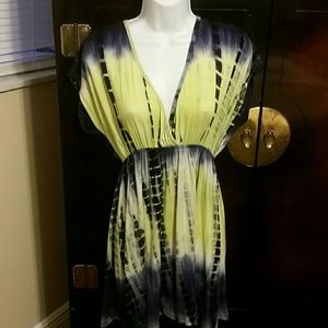 Purple,black,white, yellow tie dye dress, size m