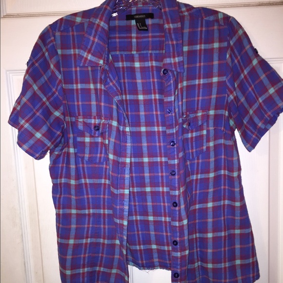 Purple Short-Sleeve Flannel