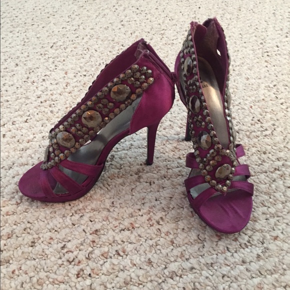SOLD Purple satin studded heels
