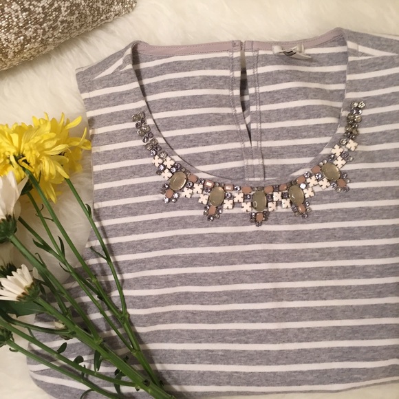 J. Crew Tops - J. Crew Jeweled Neck Sleeveless Top