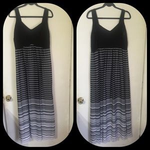 Black and white Striped Maxi Dress