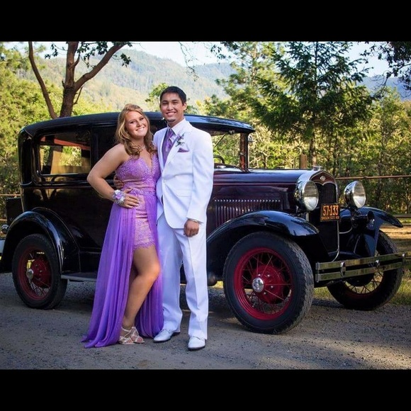 Lavender prom dress with removable skirt