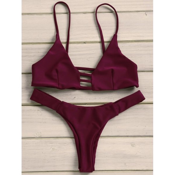 Strappy triangle bikini set