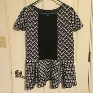 Black and white peplum top