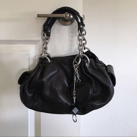 Juicy Couture Mini Baby Fluff Black Leather Purse