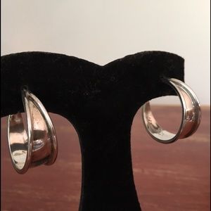 Genuine Sterling Silver Wide Hoop Earrings NEW!