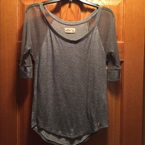 Hollister Gray 3/4 Sleeve Top