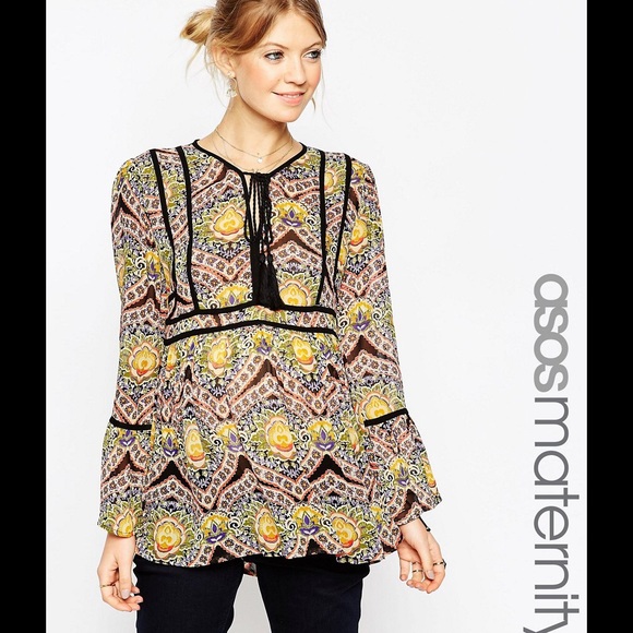 NEW ASOS Maternity Boho Print Swing Blouse - Picture 3 of 4