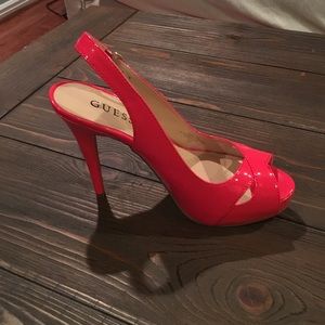 New! Guess red orange high heel sandal