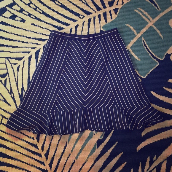 JCrew ALine Navy Striped Mini Skirt w/ Flounce Hem