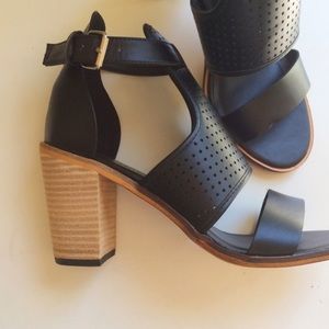 Perforated chunky block heels