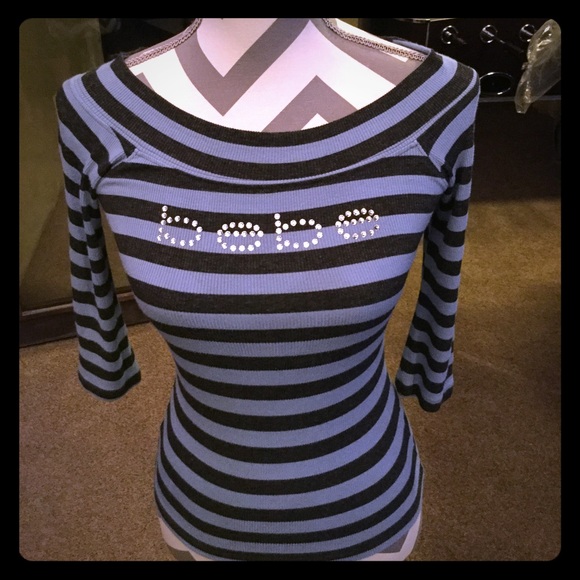 Scoop neck Bebe logo top with 3/4 sleeves