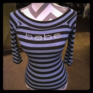 Scoop neck Bebe logo top with 3/4 sleeves