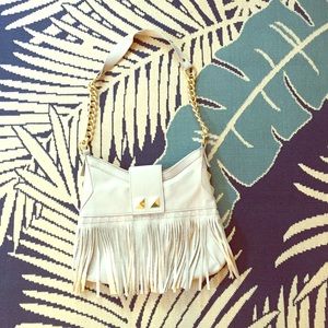 ALDO Grey Faux Leather Fringe Shoulder Bag