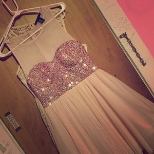 Shimmery cocktail dress.