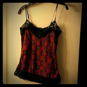Punk Tartan Paid Cami w/ Lace Trim