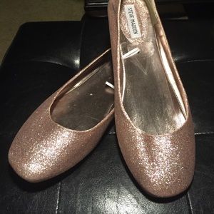 Pink Glitter slip on flats