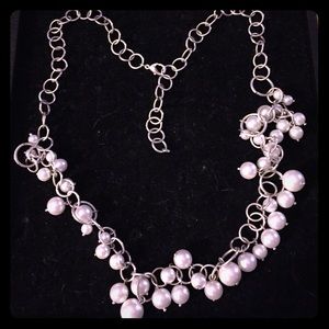 Silver colored pearl necklace