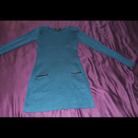 Teal sweater dress