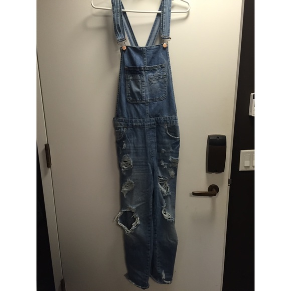 Zara long ripped overalls