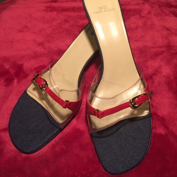 Slip on Anne Klein red strap shoes