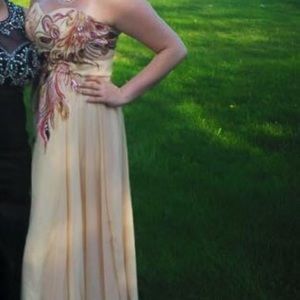 Cream peacock prom dress