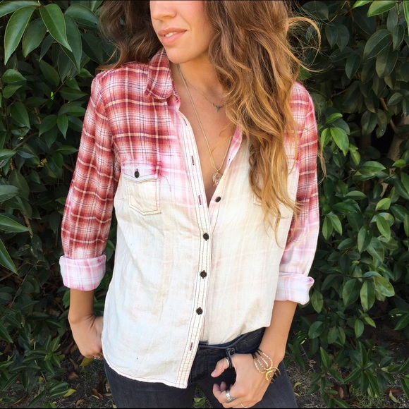 Flannel with Acid Wash Ombré