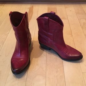 Franco Sarto Red Ankle Cowboy Boots