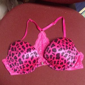 PINK front-latch racerback push-up bra