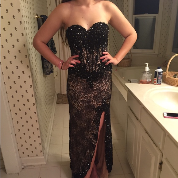 Beautiful black lace prom dress!