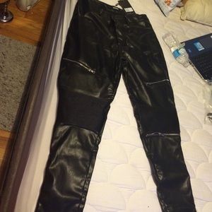 Missguided Faux Leather Zip Detail Pants
